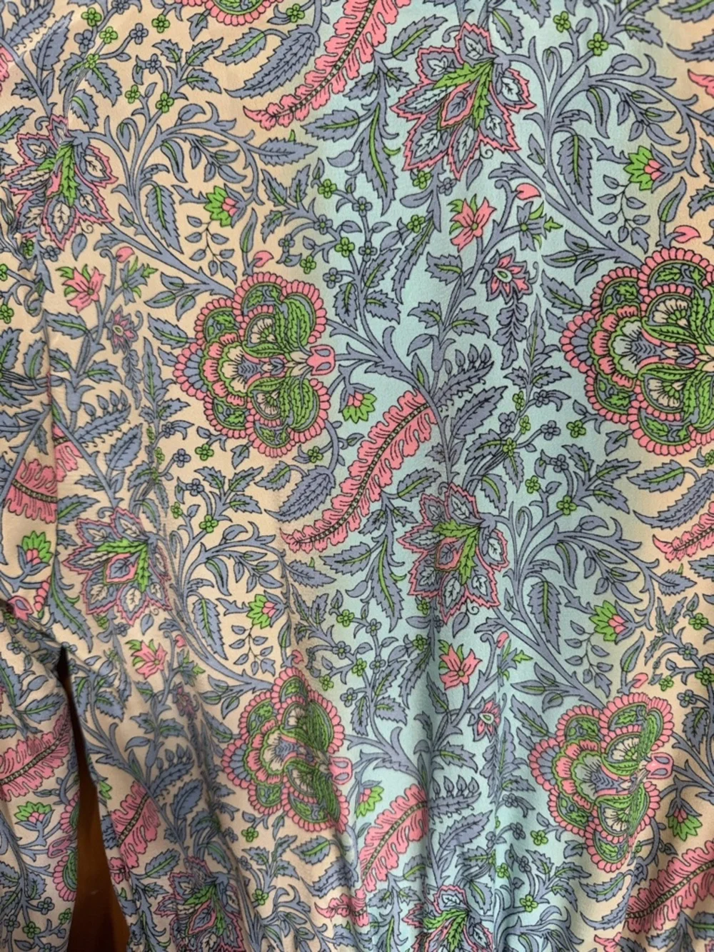 Boho Paisley Tie-Waist Long Sleeve Dress - Green Multi - Picture 8 of 10